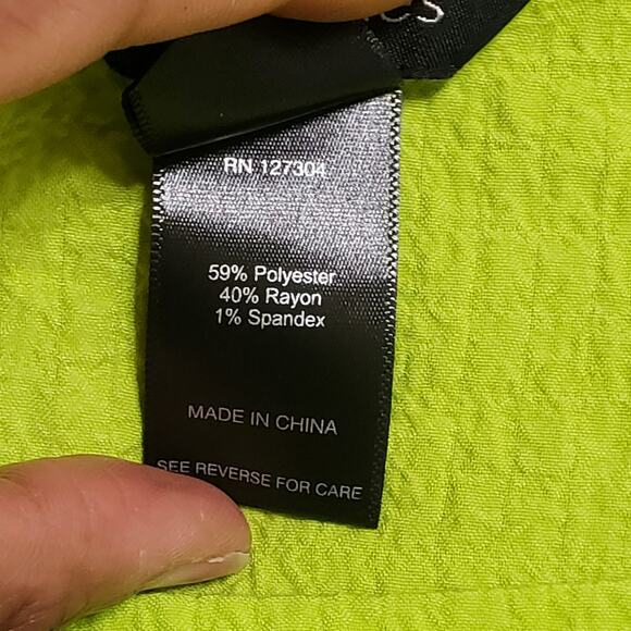 Ali Miles 2X Neon Green Crinkled Button Decor Asymmetric Tunic Top Lagen Artsy - Picture 7 of 12